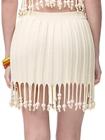 LOEWE x Paula's Ibiza Beaded Tassel Cotton Miniskirt