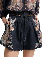 Rhiannon Printed Linen Tuck Shorts