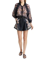 Rhiannon Printed Linen Tuck Shorts