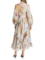 Ascension Lace-Trimmed Printed Cotton Midi Dress