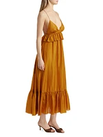 Rhiannon Ruffled Silk Maxi Dress