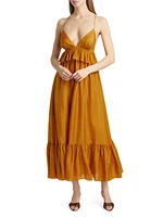 Rhiannon Ruffled Silk Maxi Dress