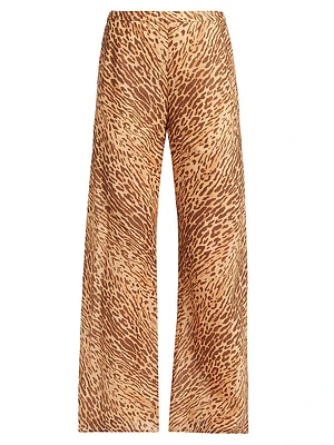 Cascadian Animal-Print Bias-Cut Pants