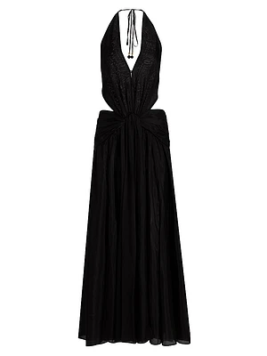 Rhiannon Plunge Halter Maxi Dress