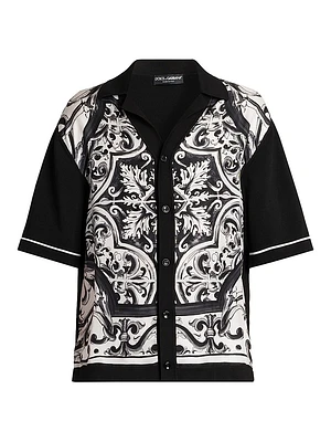Stretch Silk-Cotton Camp Shirt