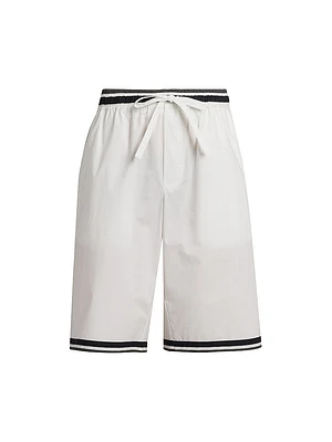 Drawstring Cotton Poplin Shorts