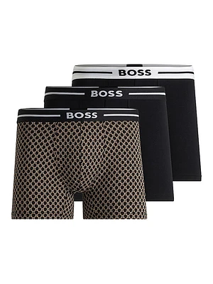 Three-Pack of Stretch-Cotton Boxer Briefs with Logo
