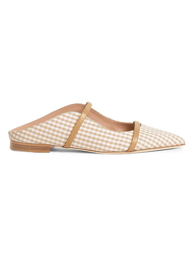 Maureen Gingham Cotton Flat Mules