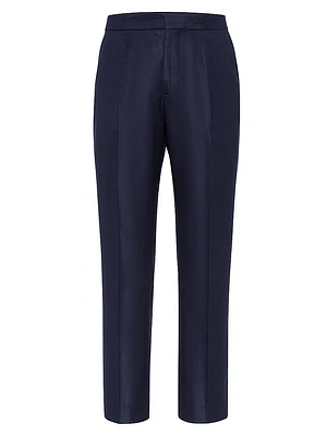 Silk Diagonal Tuxedo Trousers with Pleat