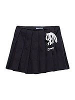 Pleated Stretch Drill Miniskirt
