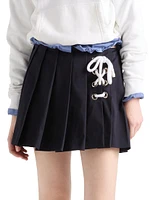 Pleated Stretch Drill Miniskirt