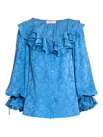 Floral Ruffle Silk Blouse