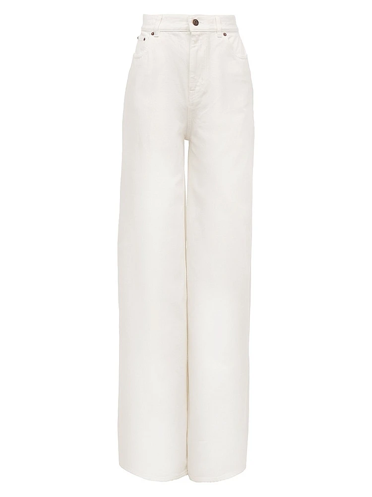 High-Rise Straight Twill Pants