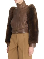 Leather & Shearling Sleeve Jacket