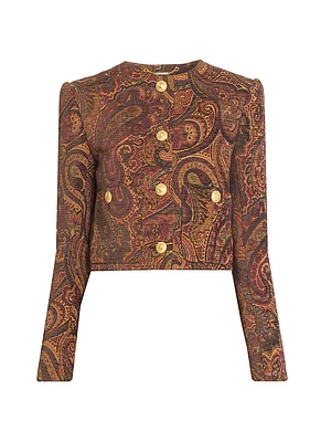 Paisley Print Collarless Jacket