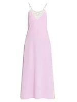 Silk Lace-Accented Midi-Dress