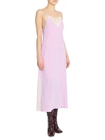 Silk Lace-Accented Midi-Dress