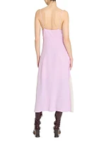 Silk Lace-Accented Midi-Dress