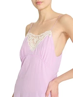 Silk Lace-Accented Midi-Dress
