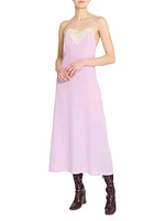 Silk Lace-Accented Midi-Dress