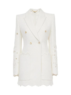 Guipure Lace Double-Breasted Blazer