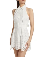 Domino Eyelet Cotton Mini-Shirtdress