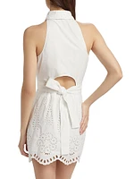 Domino Eyelet Cotton Mini-Shirtdress