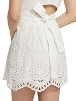 Domino Eyelet Cotton Mini-Shirtdress