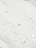 Domino Eyelet Cotton Mini-Shirtdress