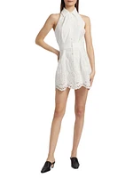 Domino Eyelet Cotton Mini-Shirtdress