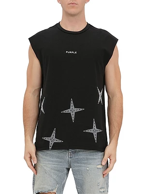Topstitched Cotton Muscle Tank