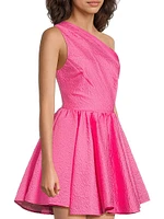 Jo Jacquard One-Shoulder Minidress