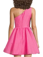 Jo Jacquard One-Shoulder Minidress