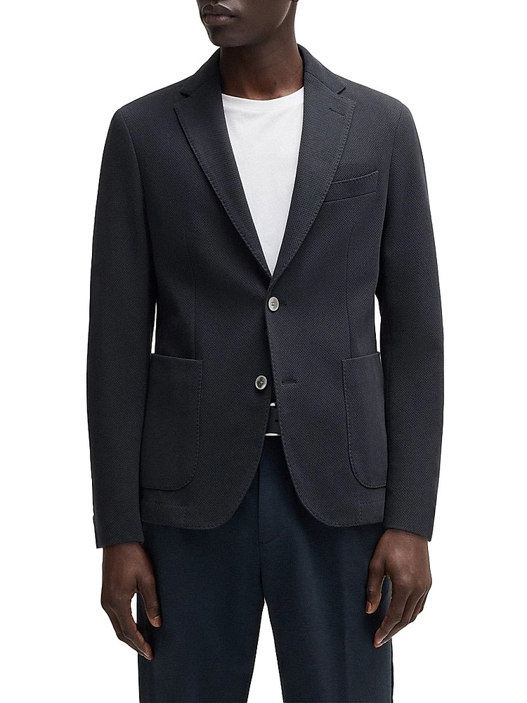Slim-Fit Blazer Micro-Patterned Cotton