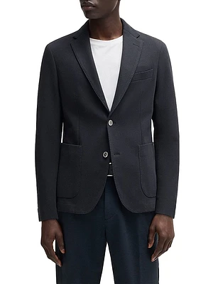 Slim-Fit Blazer Micro-Patterned Cotton