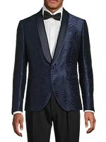 Leaf Print Satin Dinner Jacket