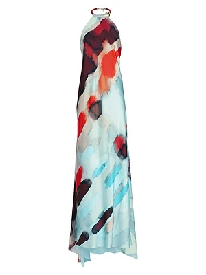 Zeffa Stretch Silk Maxi Dress
