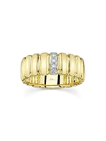 Kate 14K Yellow Gold & 0.07 TCW Diamond Fluted Band