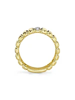 Kate 14K Yellow Gold & 0.07 TCW Diamond Fluted Band