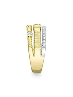 Kate Two-Tone 14K Gold & 0.67 TCW Diamond Triple-Band Ring