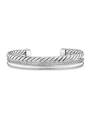 DY Mercer Three Row Cuff Bracelet Sterling Silver