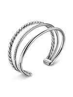DY Mercer Three Row Cuff Bracelet Sterling Silver