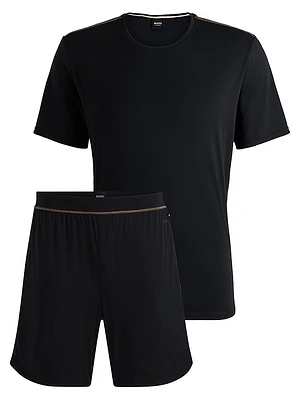 Stretch-Jersey Pajamas with Overlock Stitching