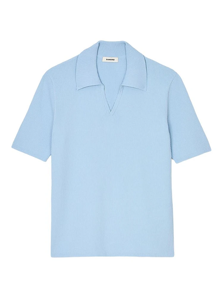 Rib Knit Polo Shirt