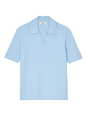 Rib Knit Polo Shirt