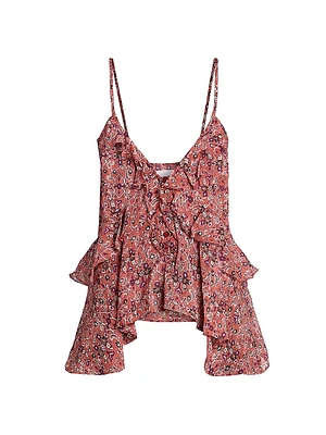Briara Printed Ruffle Tank Top
