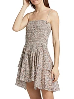 Anka Printed Smocked Minidress
