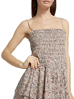 Anka Printed Smocked Minidress