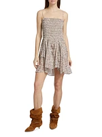 Anka Printed Smocked Minidress