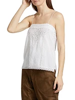 Gaelia Lace-Trim Cotton Top